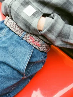 Animal Hide Belt, Grey Leopard