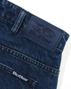 Baggy Denim Shorts, Dark Blue