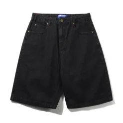 Blotch Denim Shorts, Streaky Black