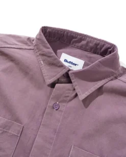 Contrast Stitch S/S Shirt, Eggplant