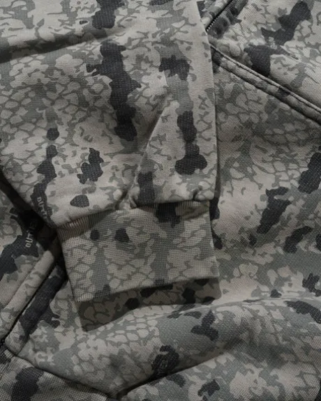 Lowland Camo Zip-Thru Hood, Washed Black