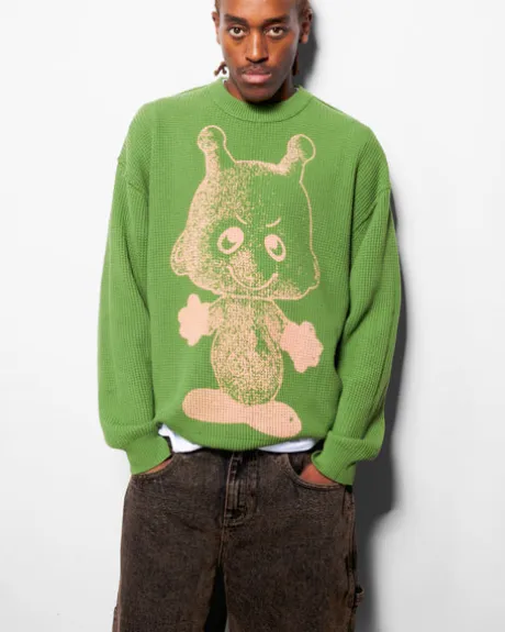 Newcomer Reversible Knit Sweater, Grass