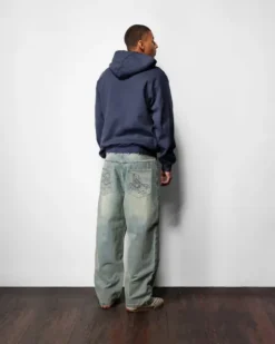 Scorpion Stitch Denim Jeans, Tinted Light Blue