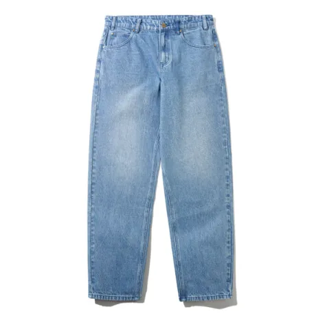 Straight Leg Denim Jeans, Distressed Indigo