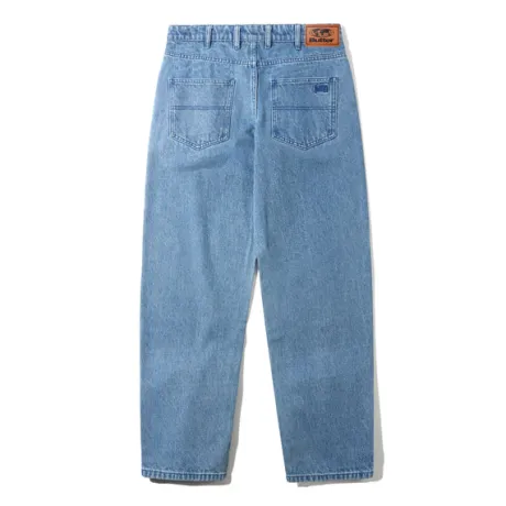 Straight Leg Denim Jeans, Distressed Indigo