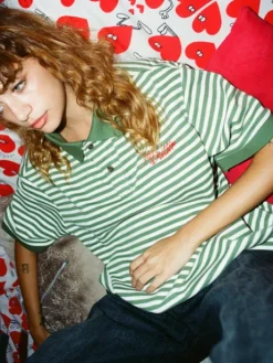 Stripe Polo Shirt, Sage / Natural