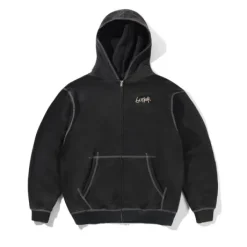 Trail Stitch Zip-Thru Hood, Washed Black