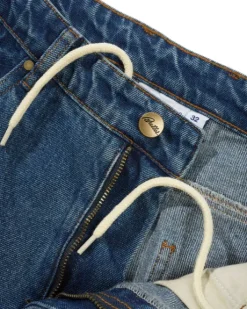 Wide Cut Denim Jeans, Mid Blue