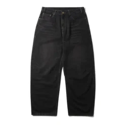 Wide Cut Denim Jeans, Tinted Black