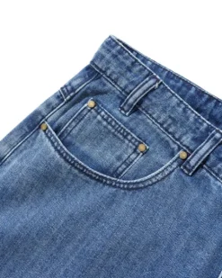 Wide Cut Denim Jeans, Vertical Stripe